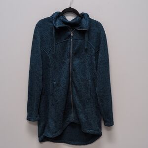 XXL Dark Teal Sweater with Long-Line Fit and Zipper Closure. EUC